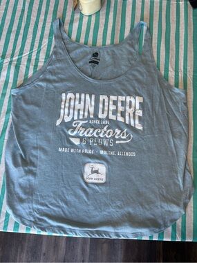 John Deere Baby Blue Graphic Logo Tank